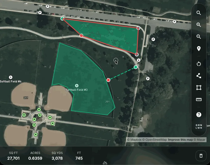 Clearing drawn measurements from the satellite map